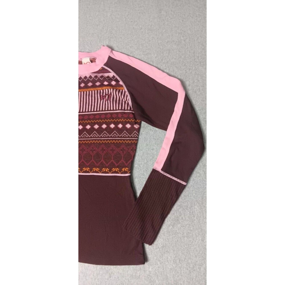 Kari Traa Perle Wool Blend Long Sleeve Base Layer XS Jacquard Knit Nordic Style - Picture 5 of 13